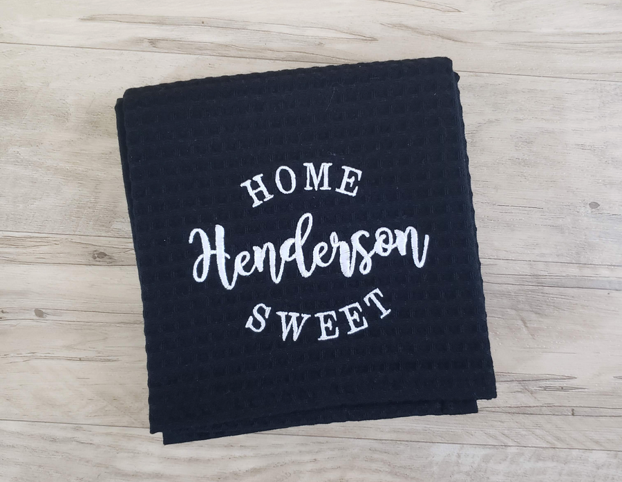 Home Sweet Henderson Towel-Black