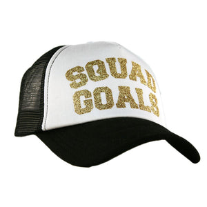 Glitter Gold Black White Trucker Squad Goals Knights Hockey Hat Vegas