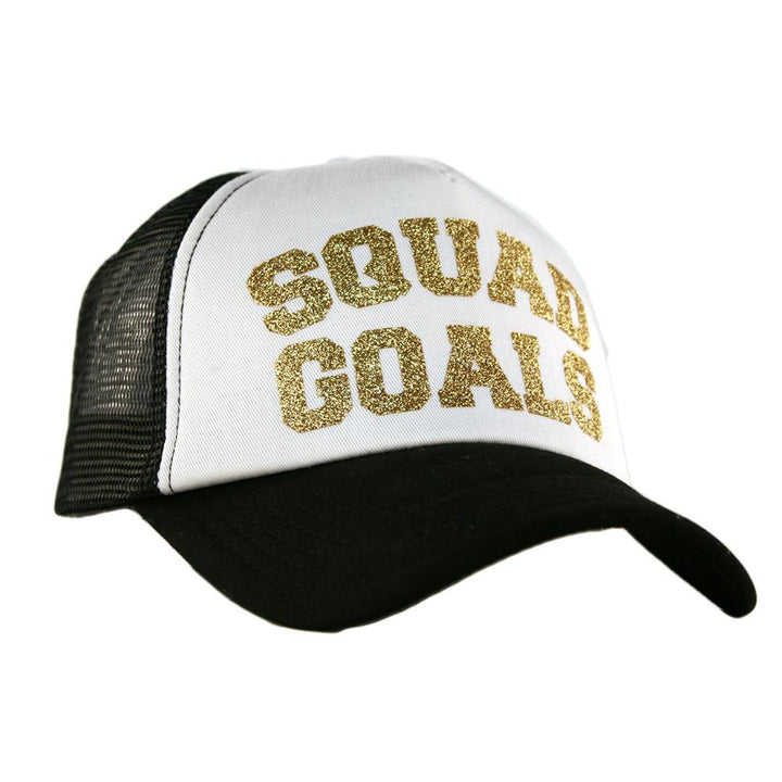 Glitter Gold Black White Trucker Squad Goals Knights Hockey Hat Vegas