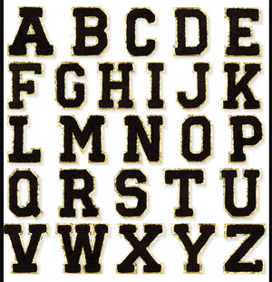 Black & Gold VGK Self Adhesive Chenille Letters Patches