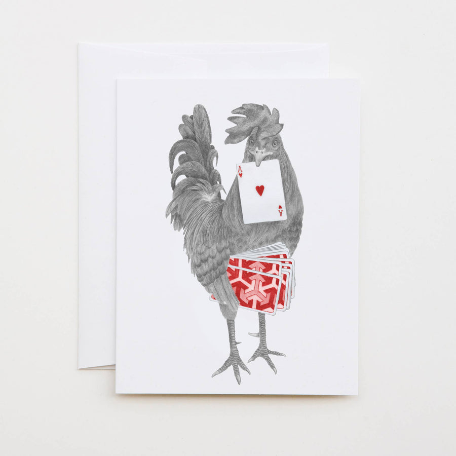 Rooster Ace Greeting Card