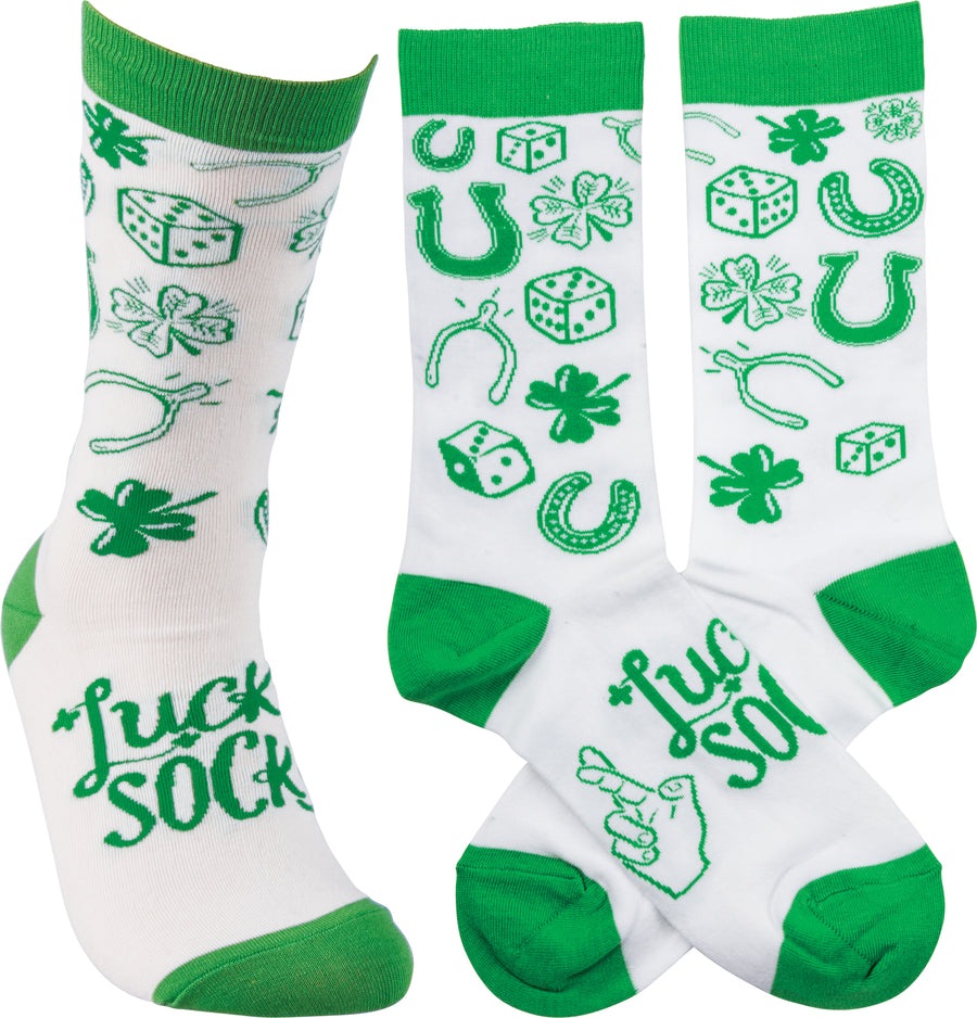 Lucky Dice Green Clover St. Patrick's Day Socks