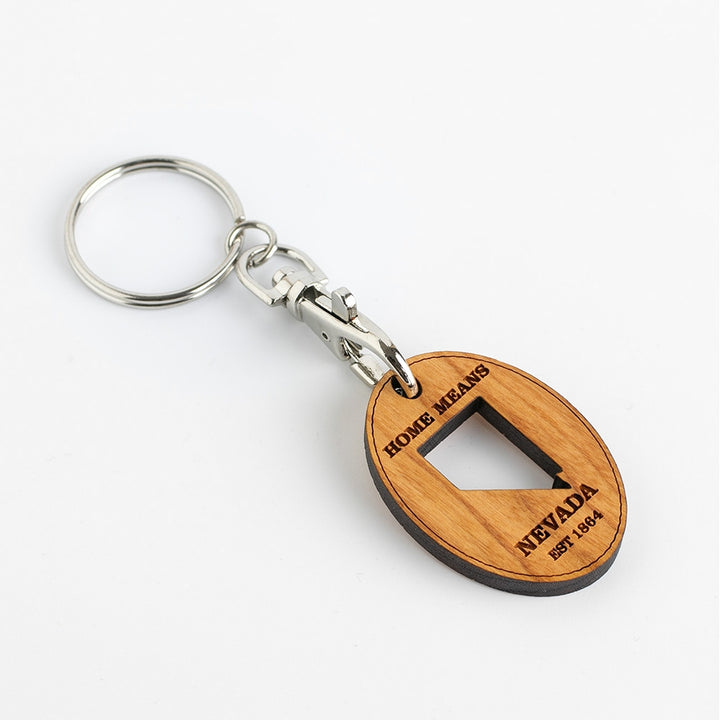 Home Means Nevada Las Vegas Wood State Keychain