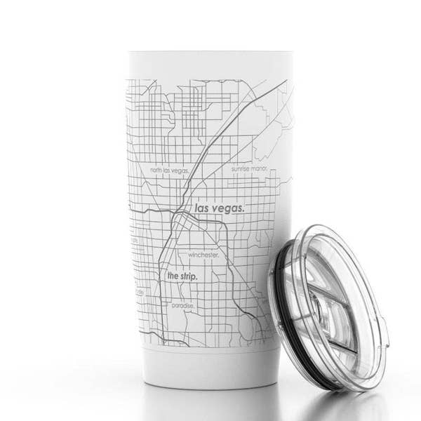 Las Vegas Map Tumbler Insulated Hot Cold Glass Drink