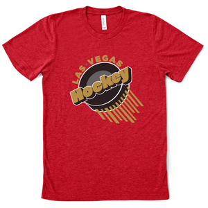 Las Vegas Hockey Retro Reverse Thunder Shirt Red Gold Puck Vegas Knights Tee Local Las Vegas 