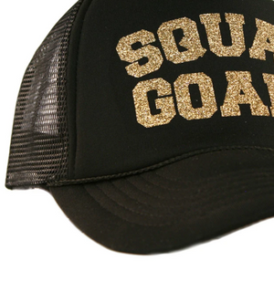 Las Vegas Golden Knights Trucker Hat VGK Squad Goals Glitter Black Gold