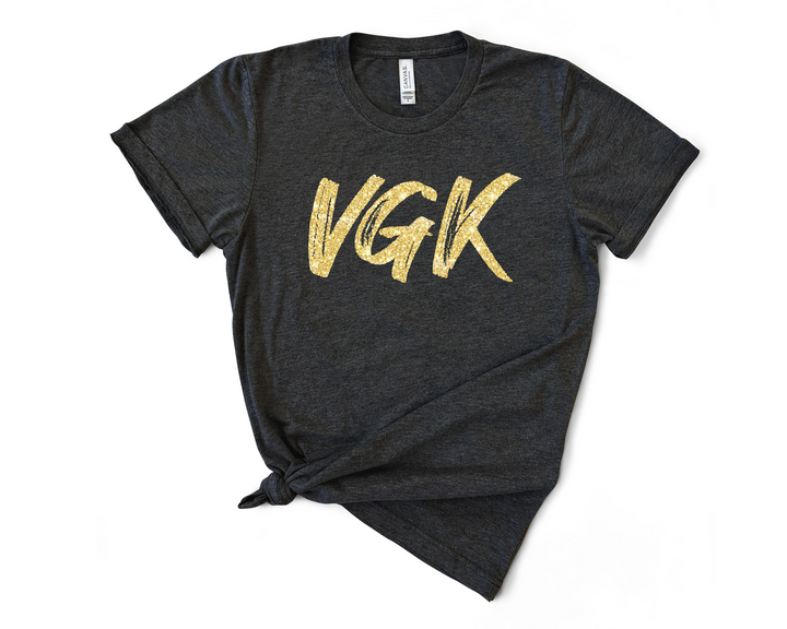 Ladies VGK Gold Glitter Knights Golden Vegas Knights Tee Shirt Local Las Vegas Shirt Tee 702